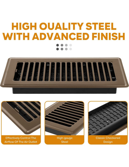 Rejilla de Piso 10x25 cm HQZHQZ - Paquete de 6 Cubiertas de Ventilación