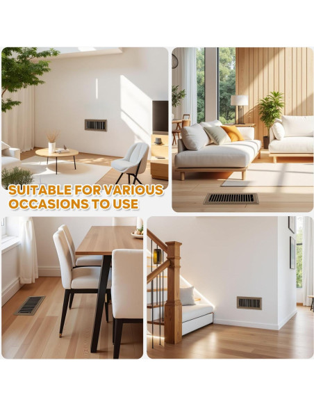 Rejilla de Piso 10x25 cm HQZHQZ - Paquete de 6 Cubiertas de Ventilación