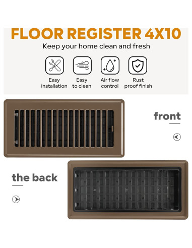 Rejilla de Piso 10x25 cm HQZHQZ - Paquete de 6 Cubiertas de Ventilación