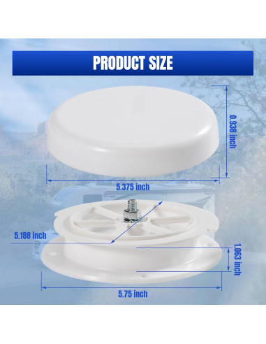 Ventilación de Techo Ralosyn para RV con 2 Cubiertas Impermeables