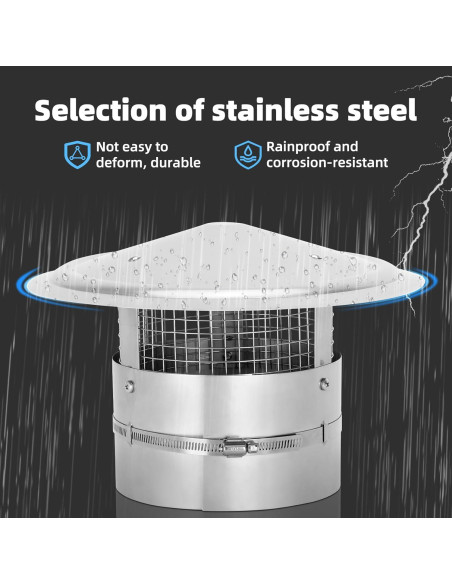 Tapa de Chimenea Redonda Orsong 7 Pulgadas Acero Inoxidable