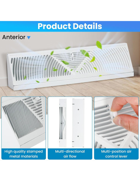 Difusor de Ventilación Aremae 18" Blanco Ajustable HVAC