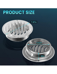 Rejillas de Soffit de Acero Inoxidable HG Power 15.24 cm, Paquete de 2 2