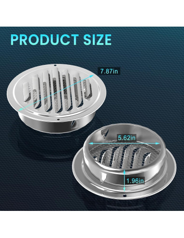 Rejillas de Soffit de Acero Inoxidable HG Power 15.24 cm, Paquete de 2