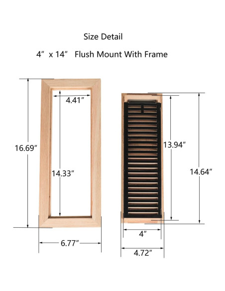 Registro de Piso Empotrado de Roble Blanco 42.4x17.2 cm