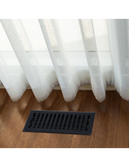 6 Rejillas de Piso Negras de Metal 10x25 cm con Compensador