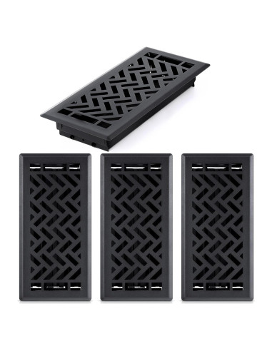 Rejillas de Piso Negras Tuanse - 4 Unidades 10x25 cm Acero