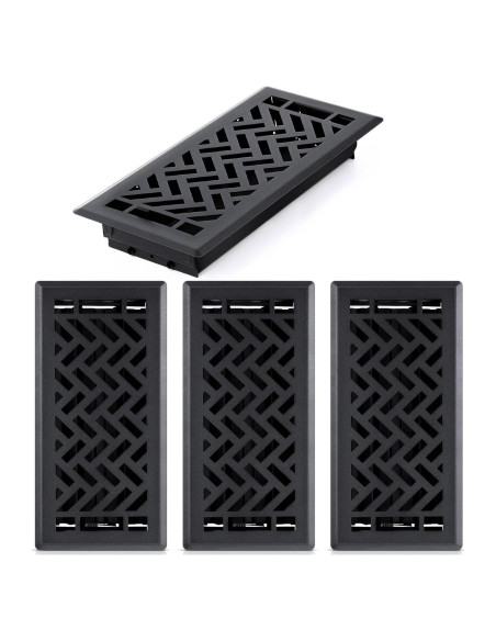 Rejillas de Piso Negras Tuanse - 4 Unidades 10x25 cm Acero