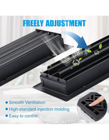 Rejillas de Piso Negras Tuanse - 4 Unidades 10x25 cm Acero