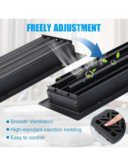 Rejillas de Piso Negras Tuanse - 4 Unidades 10x25 cm Acero