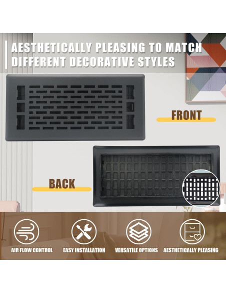 Rejilla de Ventilación de Piso Air Floor 30x76 cm Color Negro