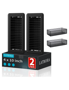 Paquete de 2 rejillas de piso 10 x 25 cm metal negro