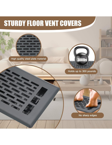 Rejilla de Ventilación de Piso Air Floor 30x76 cm Color Negro