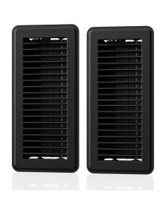 Paquete de 2 rejillas de piso 10 x 25 cm metal negro 2