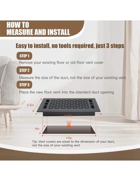 Rejilla de Ventilación de Piso Air Floor 30x76 cm Color Negro