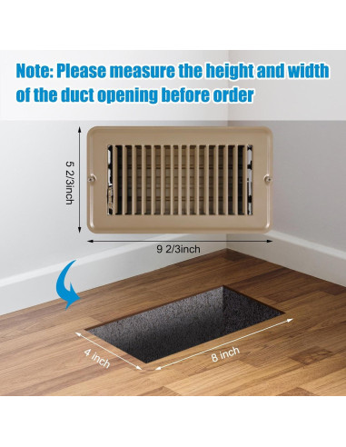 Cubierta de Ventilación de Piso Metalica Tandefio 4 Pcs 10x20 cm