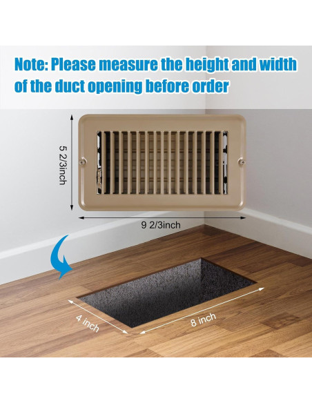 Cubierta de Ventilación de Piso Metalica Tandefio 4 Pcs 10x20 cm