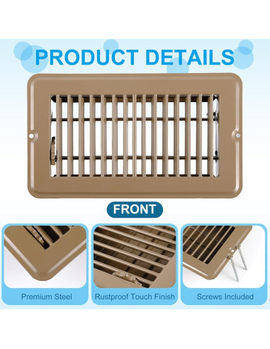 Cubierta de Ventilación de Piso Metalica Tandefio 4 Pcs 10x20 cm