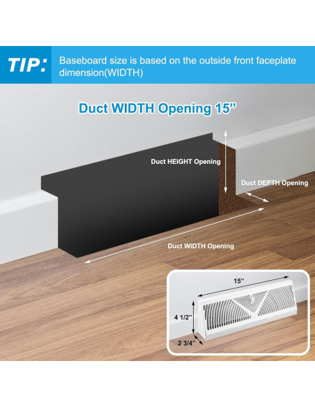 Rejillas de Registro de Zócalo 4 Pcs Yaocom 15" Ajustables