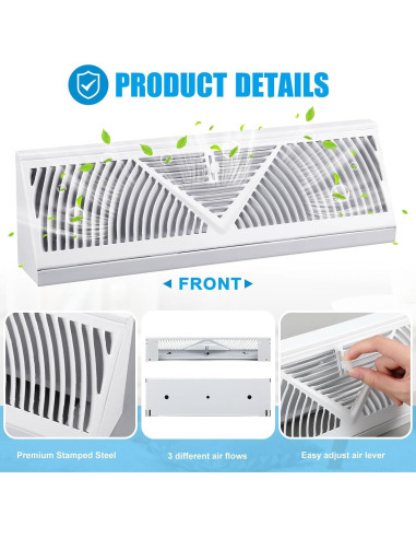 Rejillas de Registro de Zócalo 4 Pcs Yaocom 15" Ajustables