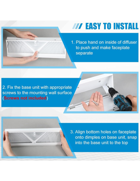 Rejillas de Registro de Zócalo 4 Pcs Yaocom 15" Ajustables