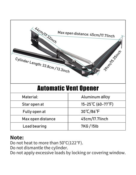 Abridor de Ventana Automático Solar PATIOHZ Doble Resorte 0.44kg