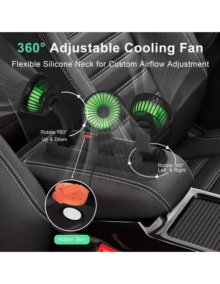 Ventilador de Coche USB Moqidong 3 Cabezas 360 Silencioso