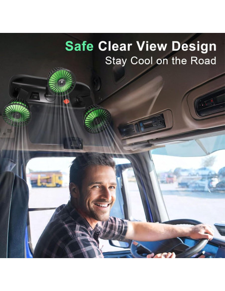 Ventilador de Coche USB Moqidong 3 Cabezas 360 Silencioso