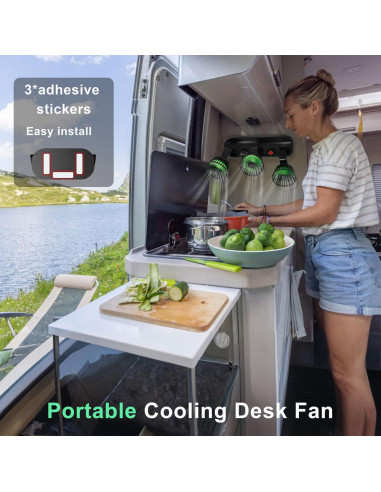 Ventilador de Coche USB Moqidong 3 Cabezas 360 Silencioso