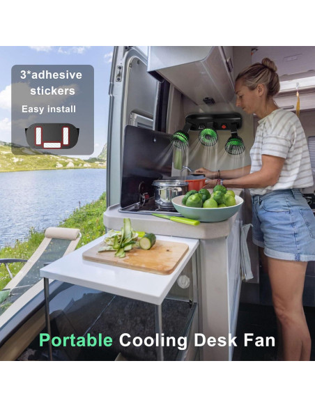 Ventilador de Coche USB Moqidong 3 Cabezas 360 Silencioso