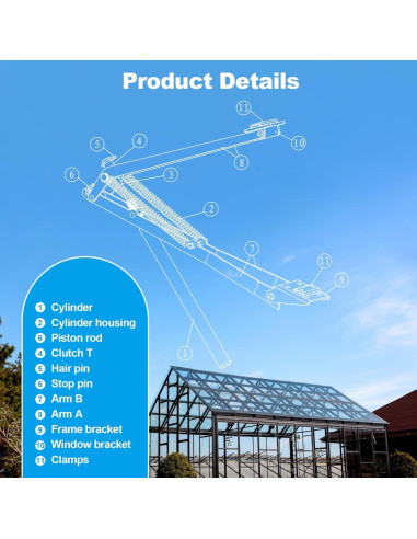 Abridor Automático de Ventanas para Invernaderos Upstartech 0.44 kg