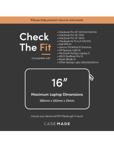 Funda para Laptop Casemade 16" Cuero Real Negro 2