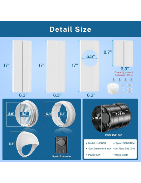 Kit de Ventilación para Ventana Insputer con Ventilador 6"