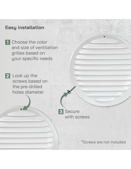 Rejilla de Ventilación Redonda 6" Vent Systems - Paquete de 2 - Blanco