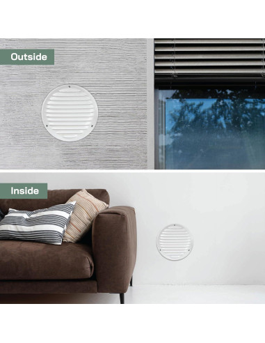 Rejilla de Ventilación Redonda 6" Vent Systems - Paquete de 2 - Blanco