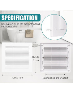 Cubierta de Ventilador de Extractor PTLEVYN 30.48x30.48cm Blanco 2