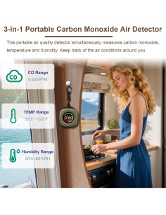 Detector de Monóxido de Carbono Portátil Fdnobt 3 en 1 2