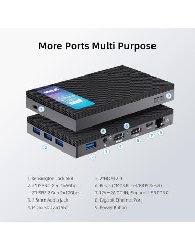MeLE PC Mini Quieter3Q N5105 8GB 256GB Sin Ventilador