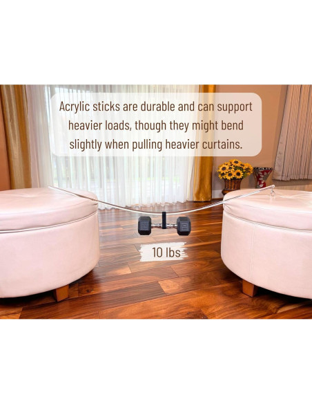 Varilla de Tirar Cortinas Acrílica Transparente OooWow 116.84 cm