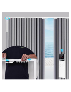 Cortinas Motorizadas ZSTARR 220-400 cm Control Remoto Blanco