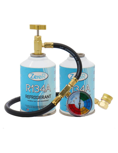 Kit de Refrigerante para AC ZeroR 24oz R134a + Tapón y Medidor