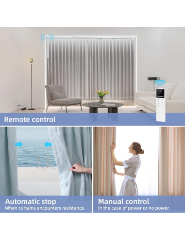 Cortinas Motorizadas ZSTARR 220-400 cm Control Remoto Blanco