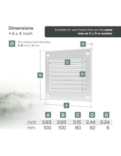 Cubierta de Ventilación Metal Blanca 100x100mm - Paquete de 2 2