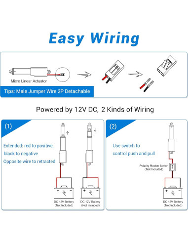 Actuador Lineal Micro Eléctrico 12V 3.05 cm 64N Impermeable
