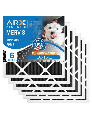 Filtros de Aire Carbono MERV 8 AirX 16x16x1 Paquete de 6