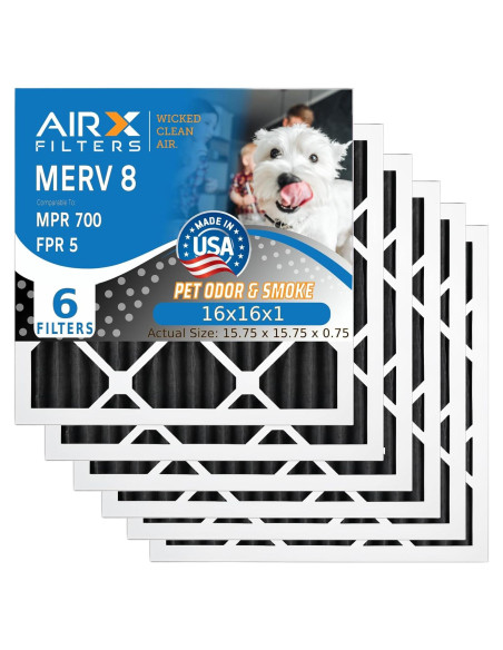 Filtros de Aire Carbono MERV 8 AirX 16x16x1 Paquete de 6 Filtros de Aire Carbono MERV 8 AirX 16x16x1 Paquete de 6