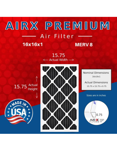 Filtros de Aire Carbono MERV 8 AirX 16x16x1 Paquete de 6