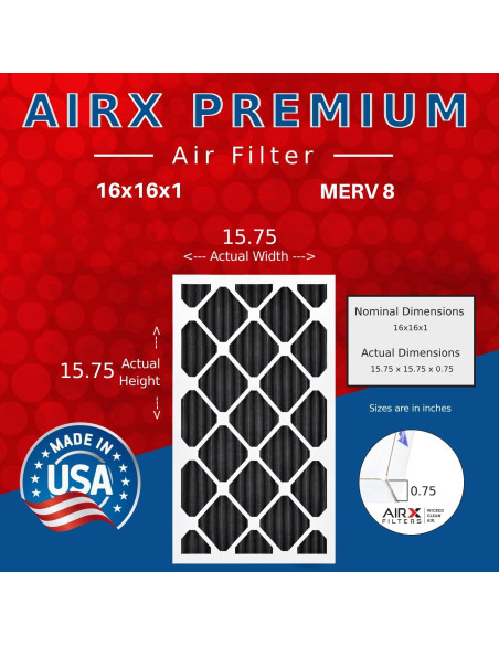 Filtros de Aire Carbono MERV 8 AirX 16x16x1 Paquete de 6 Filtros de Aire Carbono MERV 8 AirX 16x16x1 Paquete de 6