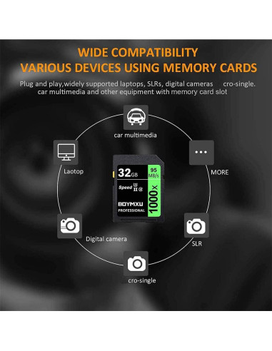 Tarjeta de Memoria 32GB BOYMXU U3 Clase 10 95MB/s