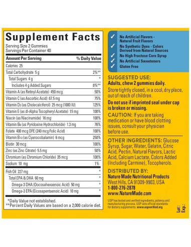 Multivitamina Nature Made para Hombres con Omega-3 80 Gomitas